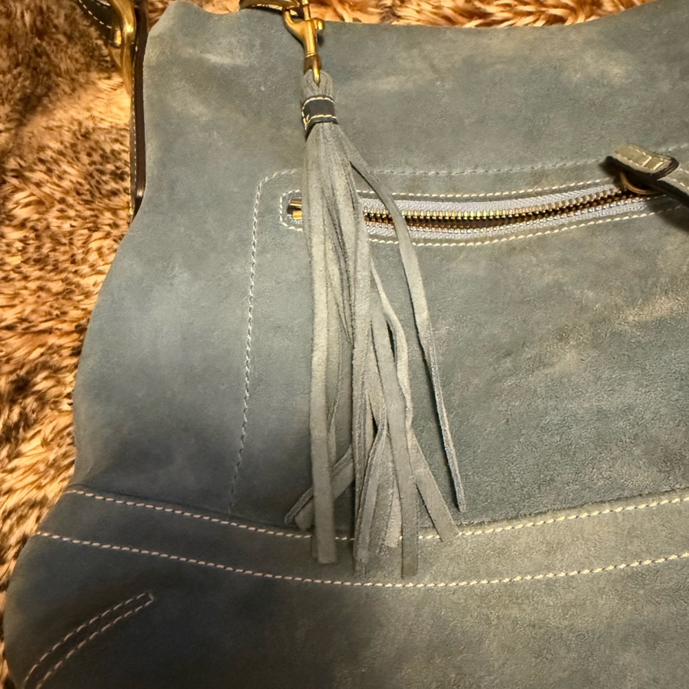 Coach Blue Suede Shoulder Bag - Picture 11 of 11